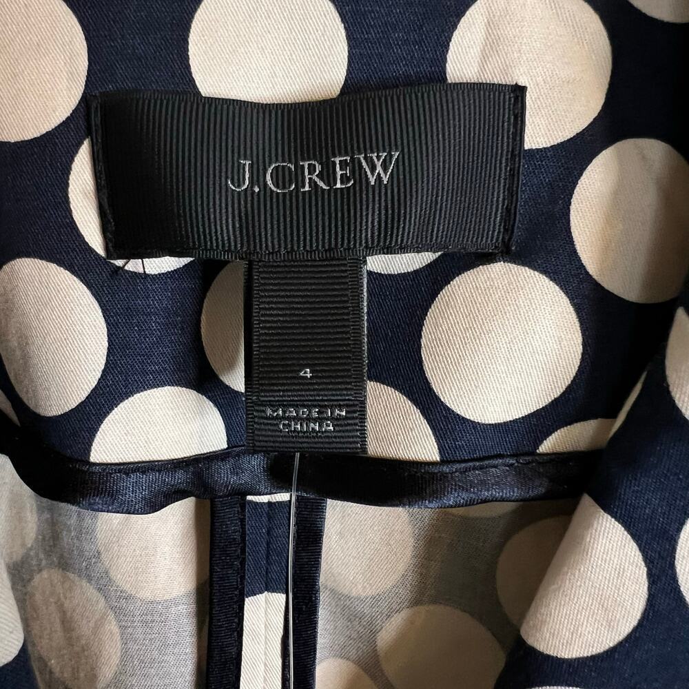 J.Crew Blazer Jacket 98% Cotton Navy Blue with Cream Polka Dots Women’s Size 4 - Picture 8 of 10